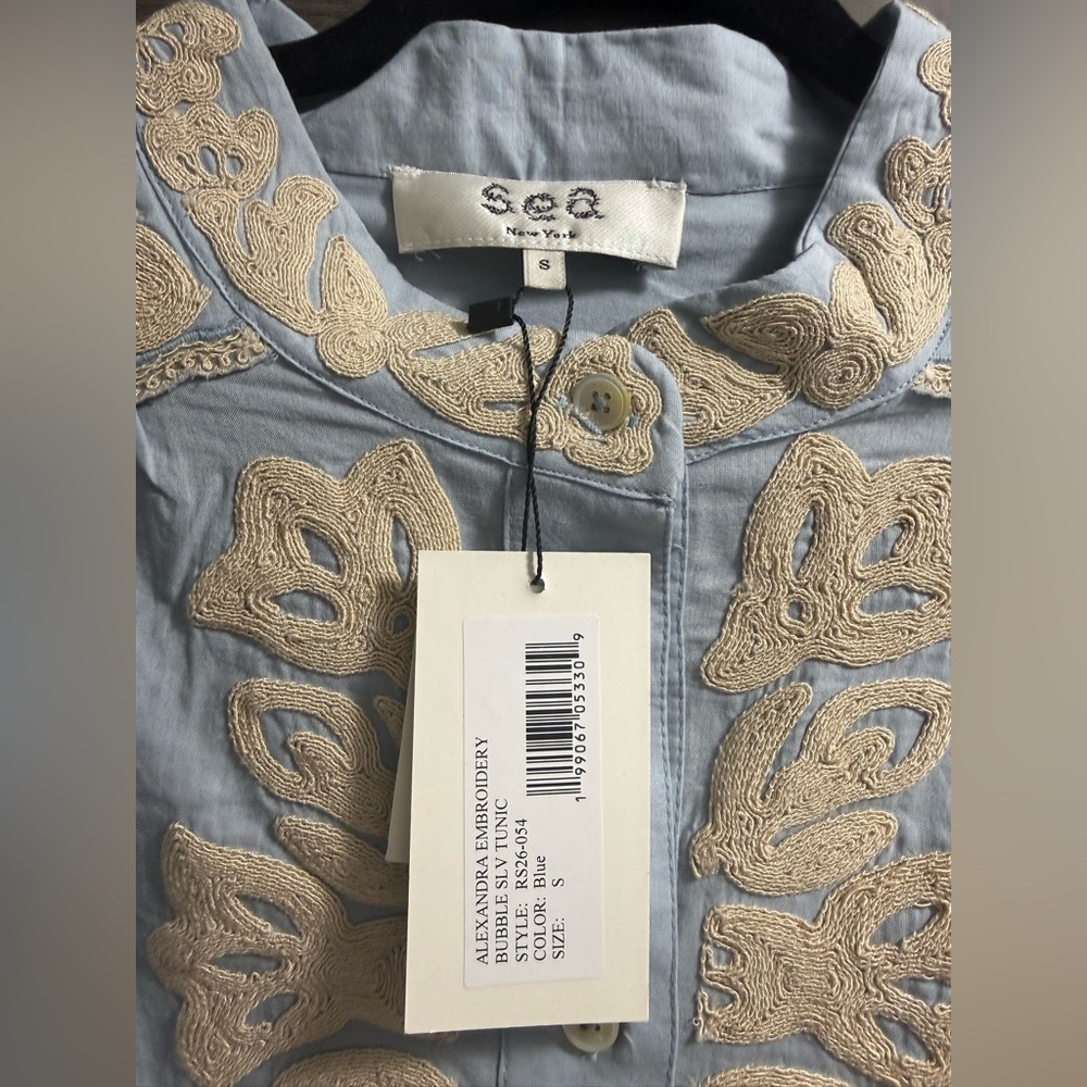 NWT Sea Alexandra Embroidered Bubble Sleeve Tunic Dress, S - Picture 3 of 10